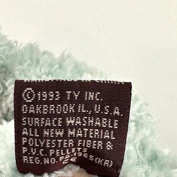 TY Inc Rare 1993 PVC Pellet Light Blue Bear with Curly Hair No Tag - Picture 6 of 7